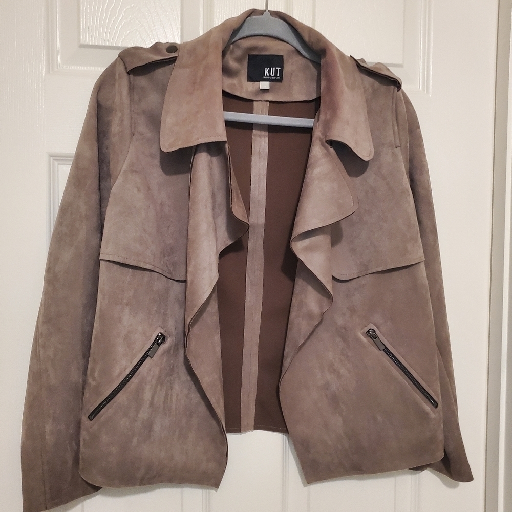 Kut from The Kloth Jacee Draped Moto Jacket Buff Sz M